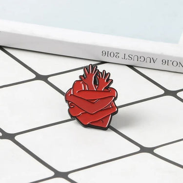 Red Arms Heart Pin - Novelty